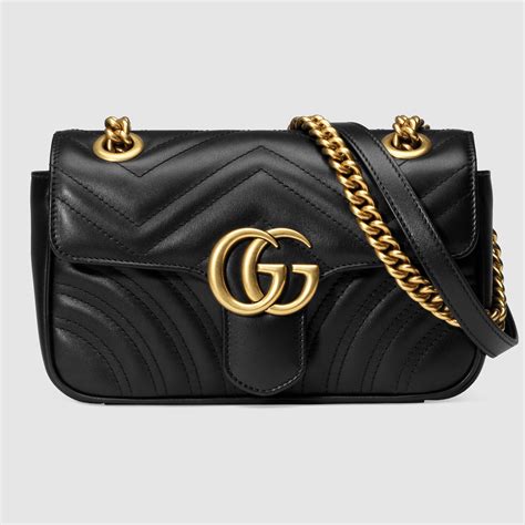 gucci marmont mini leather shoulder bag in black|gucci marmont bag small size.